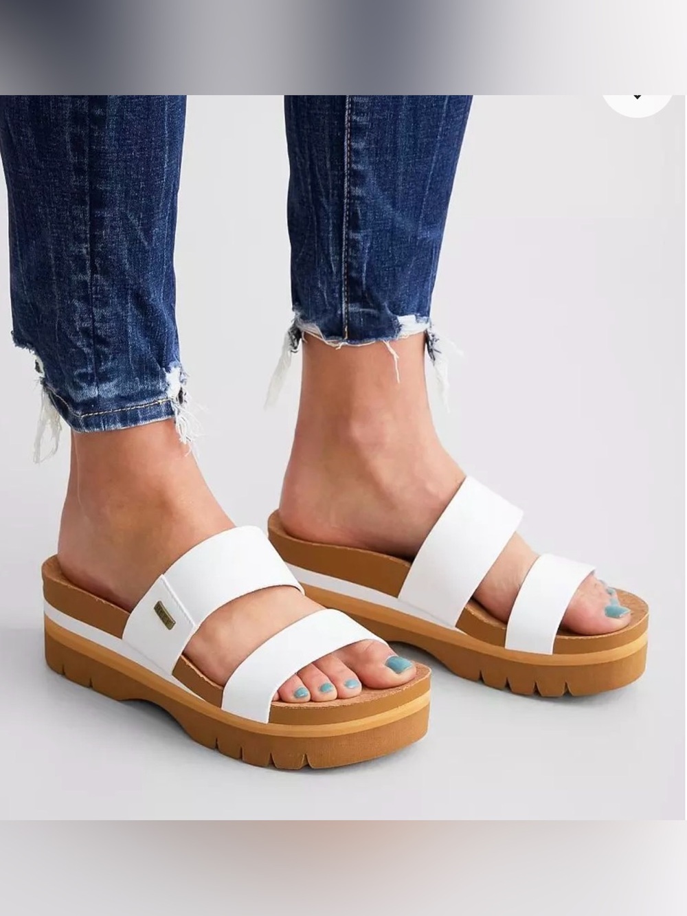 REEF Cushion Vista Hi 2.5 White Platform Sandals Size 11